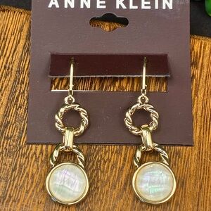 Anne Klein Gold Earrings with Iridescent Accents